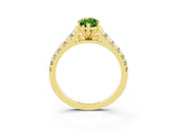 Yellow gold Marquise Cut Peridot Solitaire Ring with Cathedral Setting and Pavé Band_3