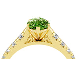 Yellow gold Marquise Cut Peridot Solitaire Ring with Cathedral Setting and Pavé Band_4