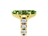 Yellow gold Marquise Cut Peridot Solitaire Ring with Cathedral Setting and Pavé Band_5
