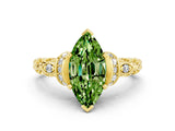 Yellow gold Marquise Cut Peridot Solitaire Ring with Filigree Band and Four-Prong Setting_24