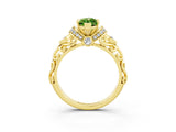 Yellow gold Marquise Cut Peridot Solitaire Ring with Filigree Band and Four-Prong Setting_27