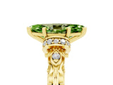 Yellow gold Marquise Cut Peridot Solitaire Ring with Filigree Band and Four-Prong Setting_29