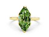 Yellow gold Marquise Cut Peridot Solitaire Ring with Flower Prong Setting and Classic Band_12
