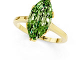 Yellow gold Marquise Cut Peridot Solitaire Ring with Flower Prong Setting and Classic Band_13