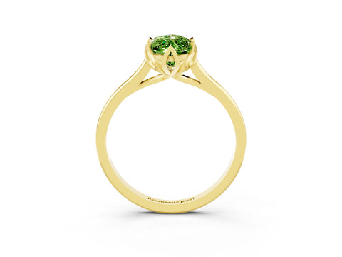 Yellow gold Marquise Cut Peridot Solitaire Ring with Flower Prong Setting and Classic Band_15