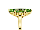 Yellow gold Marquise Cut Peridot Solitaire Ring with Flower Prong Setting and Classic Band_17