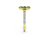 Yellow gold Marquise Cut Peridot Solitaire Ring with Pavé Accents and Four-Prong Setting_2