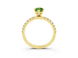 Yellow gold Marquise Cut Peridot Solitaire Ring with Pavé Accents and Four-Prong Setting_3