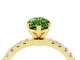 Yellow gold Marquise Cut Peridot Solitaire Ring with Pavé Accents and Four-Prong Setting_4