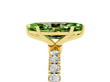 Yellow gold Marquise Cut Peridot Solitaire Ring with Pavé Accents and Four-Prong Setting_5