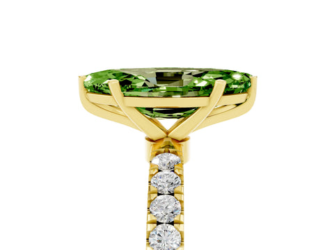 Yellow gold Marquise Cut Peridot Solitaire Ring with Pavé Accents and Four-Prong Setting_5