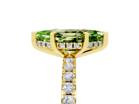 Yellow gold Marquise Cut Peridot Solitaire Ring with Pavé Band and Four-Prong Setting_29