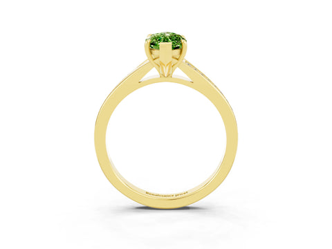 Yellow gold Marquise Cut Peridot Solitaire Ring with Pavé Band and Prong Setting_15
