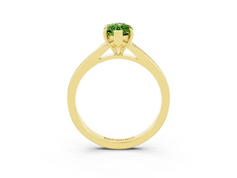 Yellow gold Marquise Cut Peridot Solitaire Ring with Pavé Band and Prong Setting_3