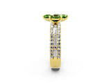 Yellow gold Marquise Cut Peridot Solitaire Ring with Pavé and Channel Set Band_2