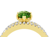 Yellow gold Marquise Cut Peridot Solitaire Ring with Pavé and Channel Set Band_4