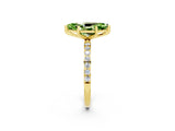 Yellow gold Marquise Cut Peridot Solitaire Ring with Pave Band and Four Prong Setting_26