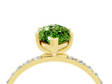 Yellow gold Marquise Cut Peridot Solitaire Ring with Pave Band and Four Prong Setting_28