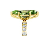 Yellow gold Marquise Cut Peridot Solitaire Ring with Pave Band and Four Prong Setting_29