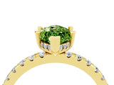 Yellow gold Marquise Cut Peridot Solitaire Ring with Round  Pavé Band and Four-Prong Setting_40