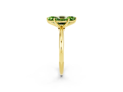 Yellow gold Marquise Cut Peridot Solitaire Ring with Six-Prong Setting and Classic Band_2