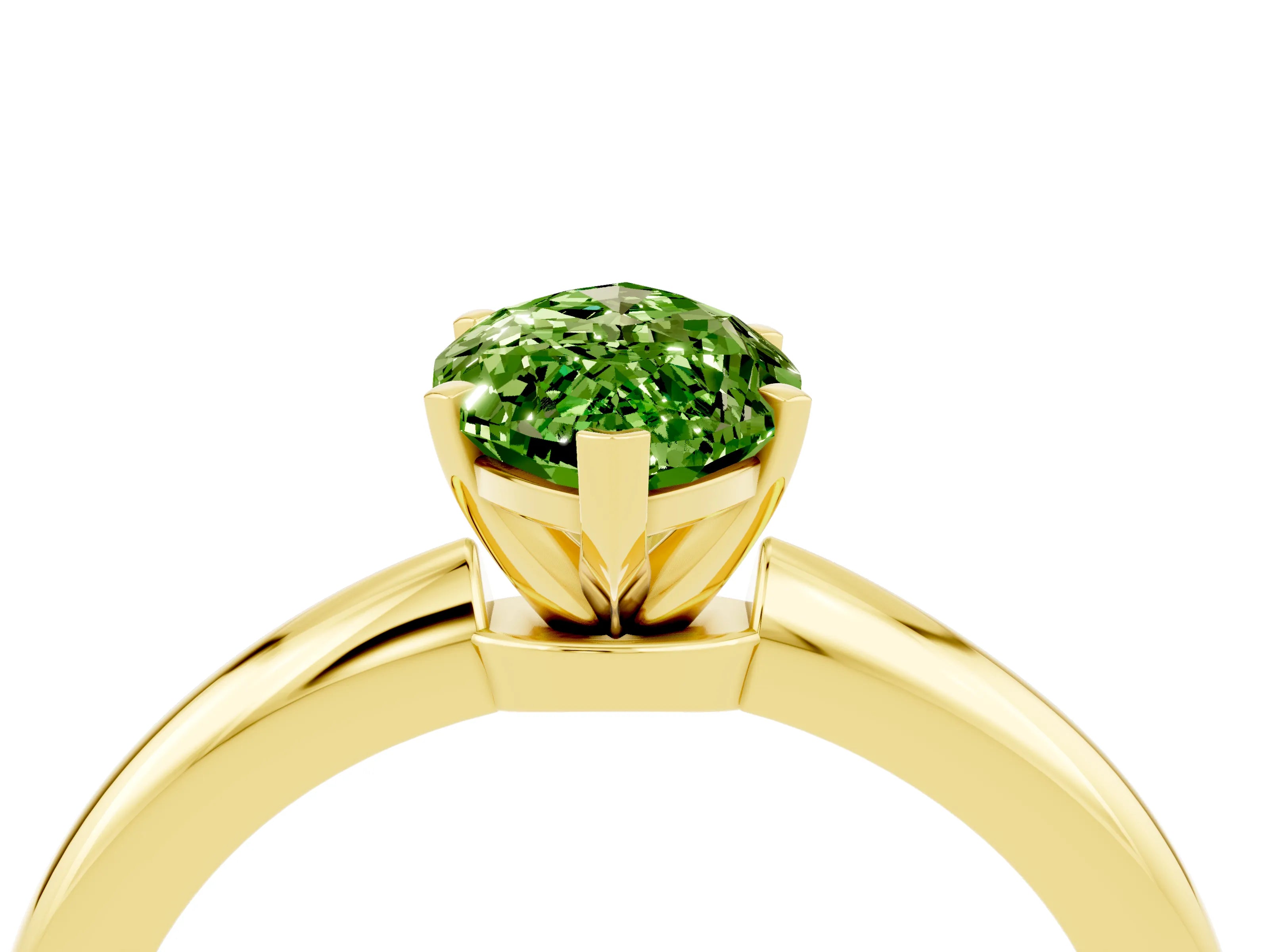 Yellow gold Marquise Cut Peridot Solitaire Ring with Six-Prong Setting and Classic Band_4