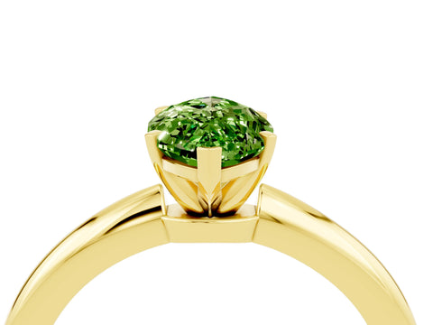 Yellow gold Marquise Cut Peridot Solitaire Ring with Six-Prong Setting and Classic Band_4