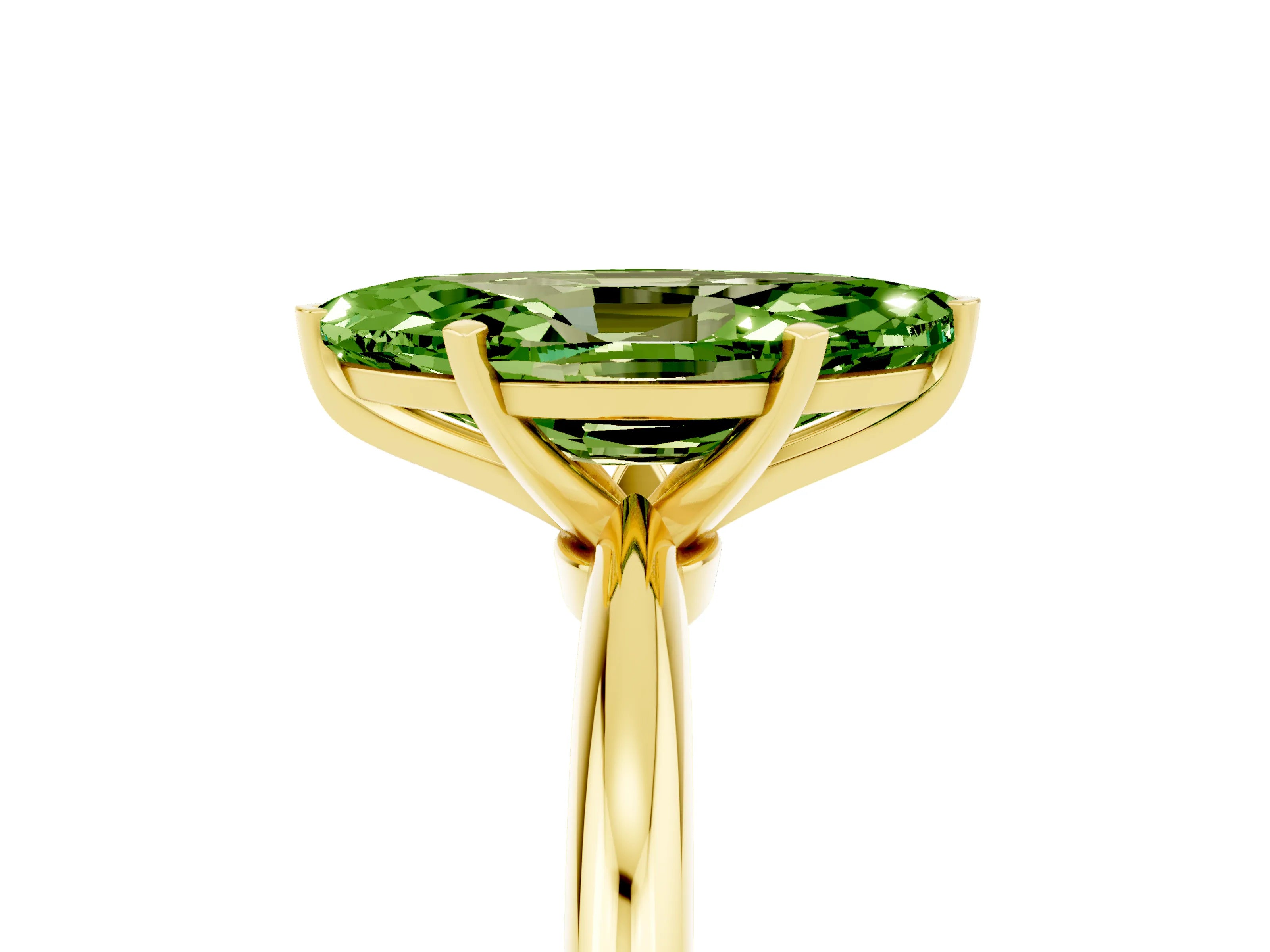 Yellow gold Marquise Cut Peridot Solitaire Ring with Six-Prong Setting and Classic Band_5