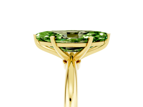 Yellow gold Marquise Cut Peridot Solitaire Ring with Six-Prong Setting and Classic Band_5