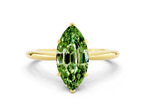 10K Yellow Gold 1.15 Carat Marquise Peridot Solitaire Ring with Prong Setting and Classic Band
