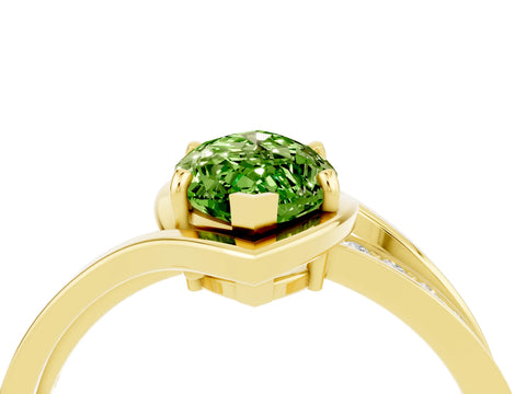 Yellow gold Marquise Cut Peridot Solitaire Ring with Split Shank and Prong Setting_4