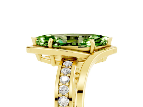 Yellow gold Marquise Cut Peridot Solitaire Ring with Split Shank and Prong Setting_5