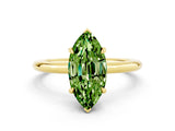 Yellow gold Marquise Cut Peridot Solitaire Ring with Thin Band and Four-Prong Setting_12
