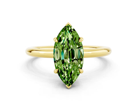 Yellow gold Marquise Cut Peridot Solitaire Ring with Thin Band and Four-Prong Setting_12