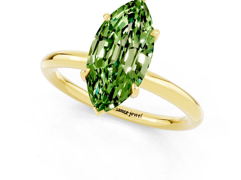 Yellow gold Marquise Cut Peridot Solitaire Ring with Thin Band and Four-Prong Setting_13