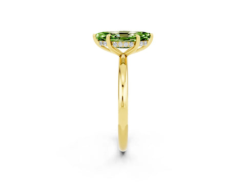 Yellow gold Marquise Cut Peridot Solitaire Ring with Thin Band and Four-Prong Setting_14