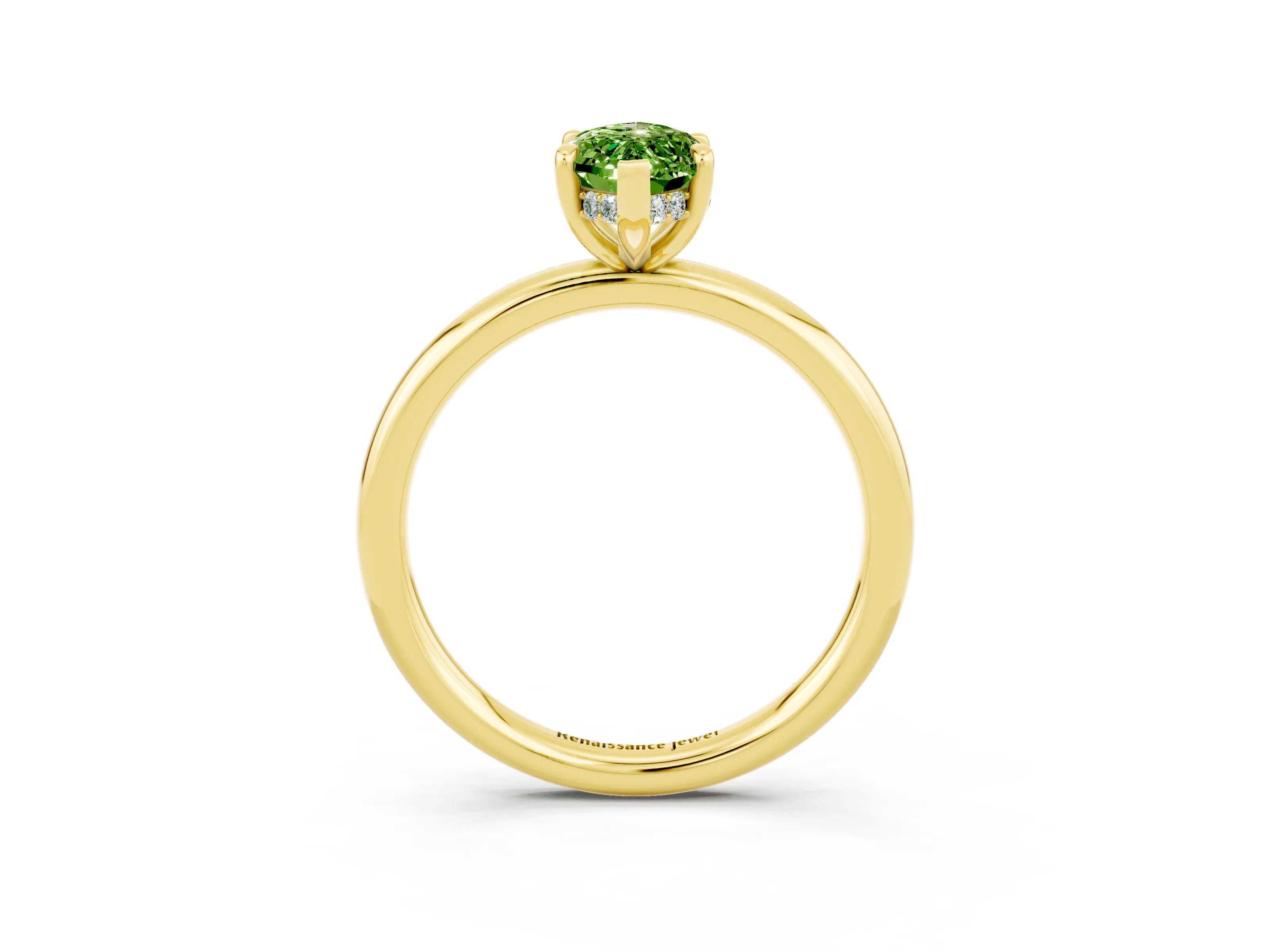 Yellow gold Marquise Cut Peridot Solitaire Ring with Thin Band and Four-Prong Setting_15