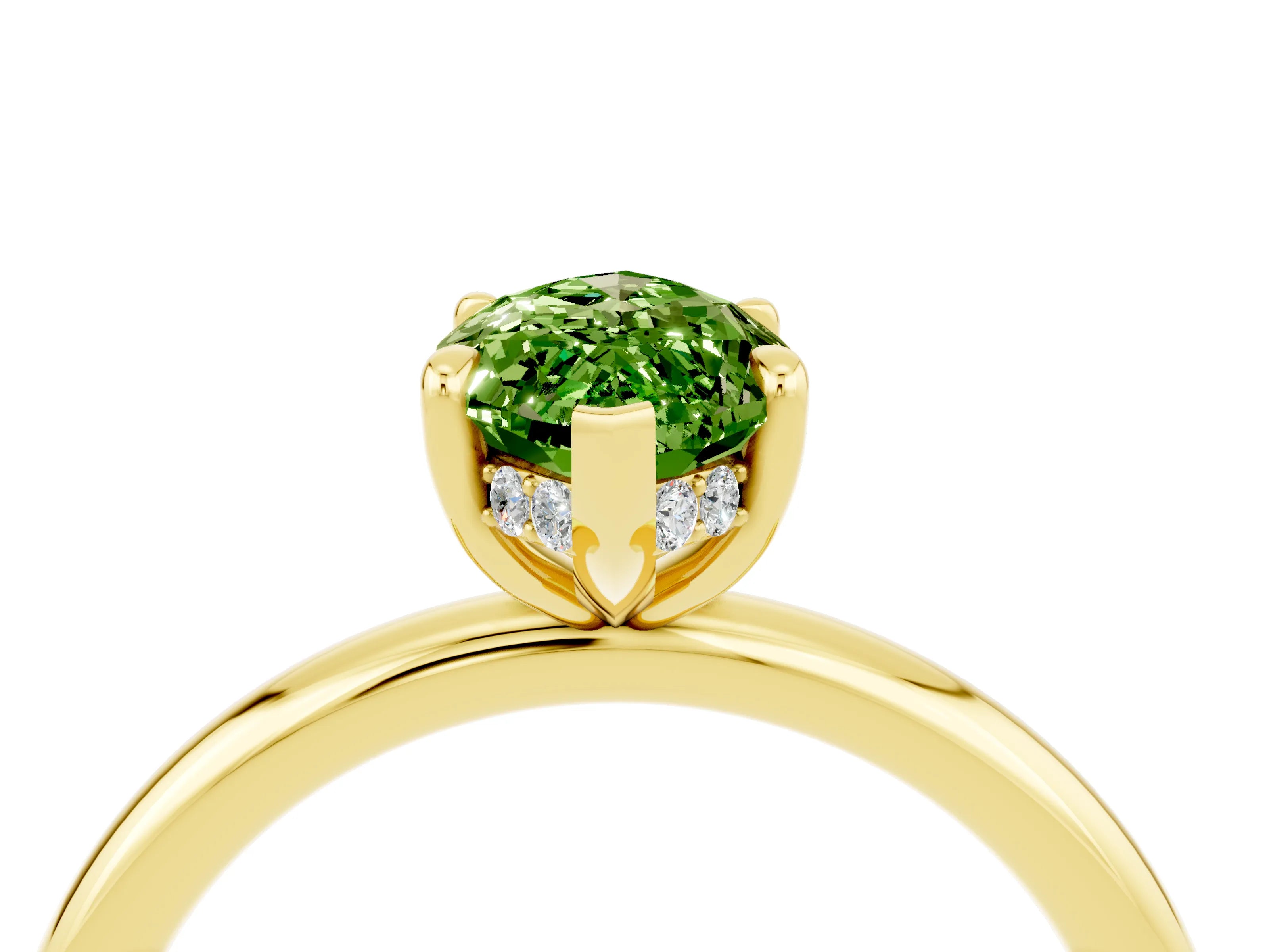 Yellow gold Marquise Cut Peridot Solitaire Ring with Thin Band and Four-Prong Setting_16