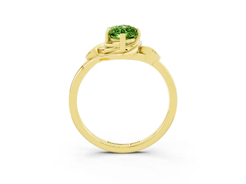 Yellow gold Marquise Cut Peridot Solitaire Ring with Twist Band and Four-Prong Setting_27