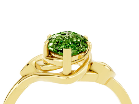 Yellow gold Marquise Cut Peridot Solitaire Ring with Twist Band and Four-Prong Setting_28