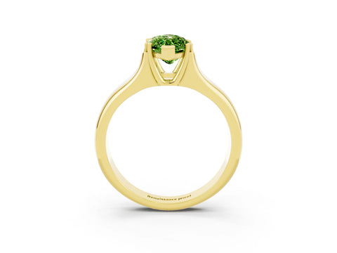 Yellow gold Marquise Cut Peridot Solitaire Ring with Wide Band and Prong Setting_3
