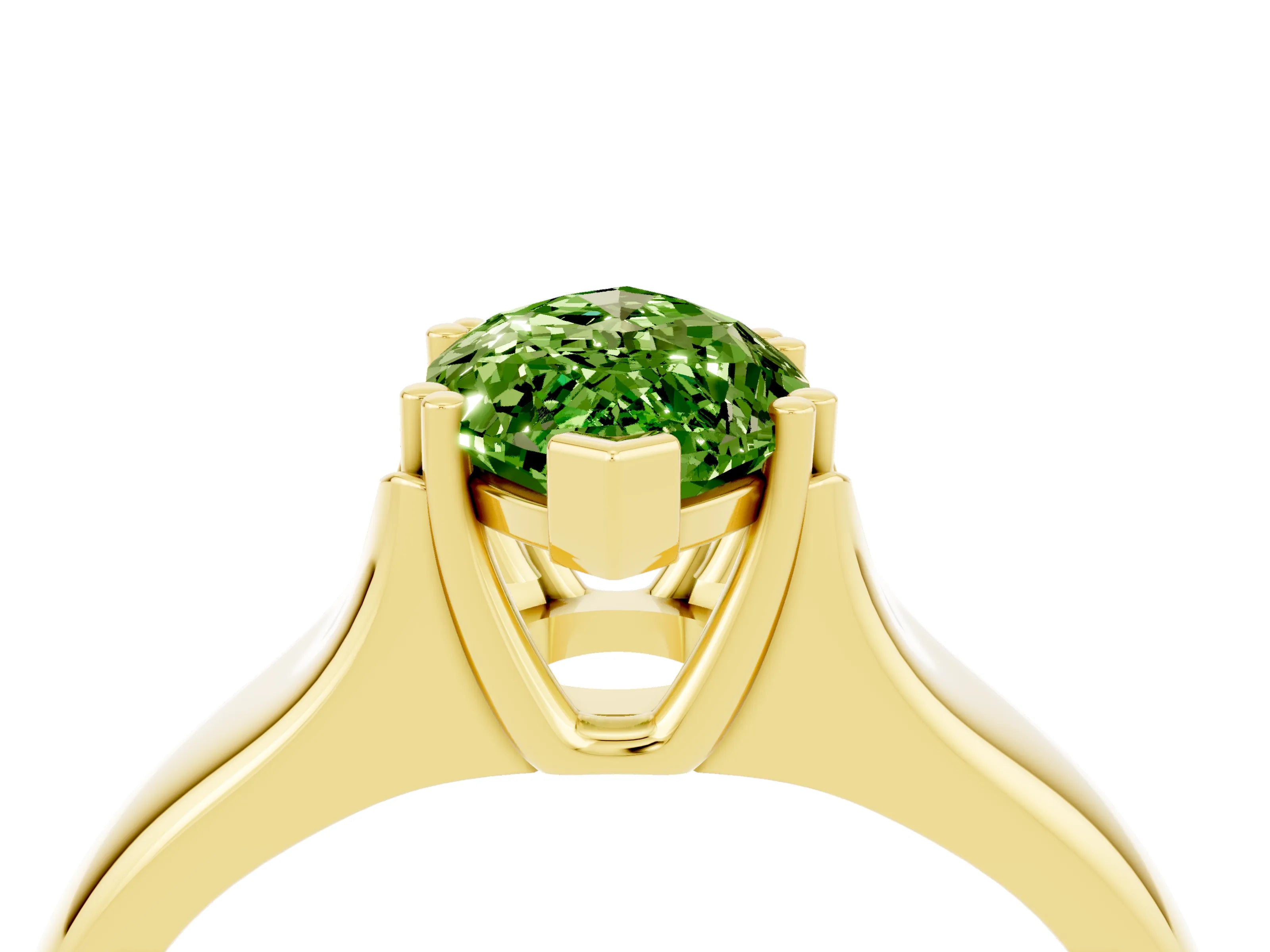Yellow gold Marquise Cut Peridot Solitaire Ring with Wide Band and Prong Setting_4
