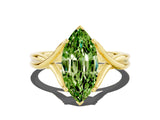 Yellow gold Marquise Cut Peridot Solitaire Twist Band Prong Setting Ring_36