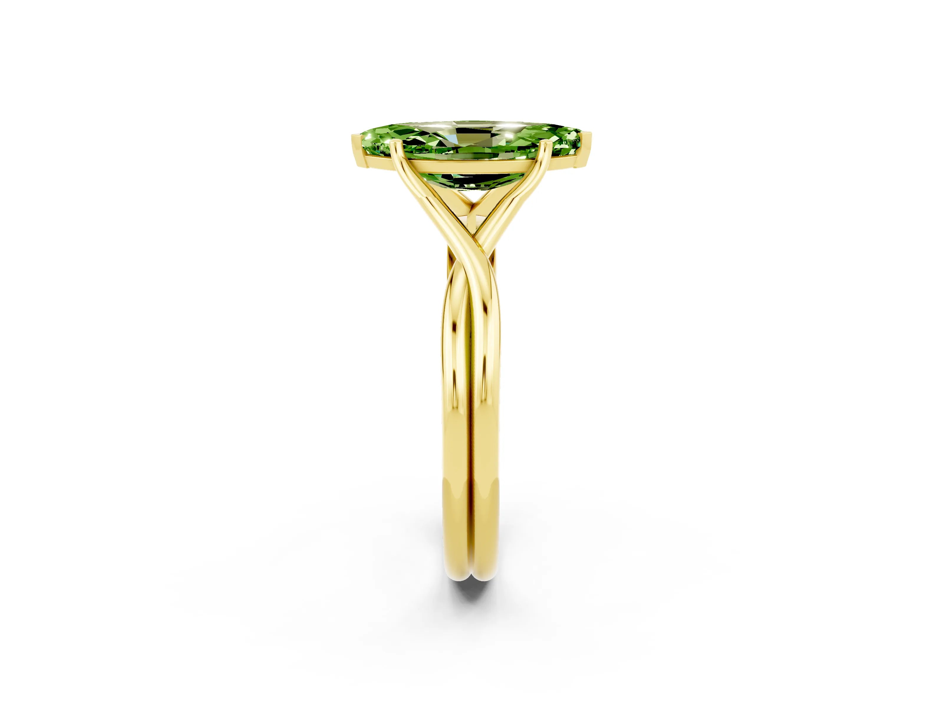 Yellow gold Marquise Cut Peridot Solitaire Twist Band Prong Setting Ring_38