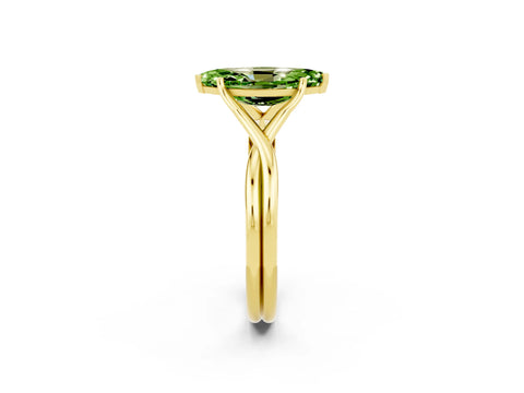 Yellow gold Marquise Cut Peridot Solitaire Twist Band Prong Setting Ring_38