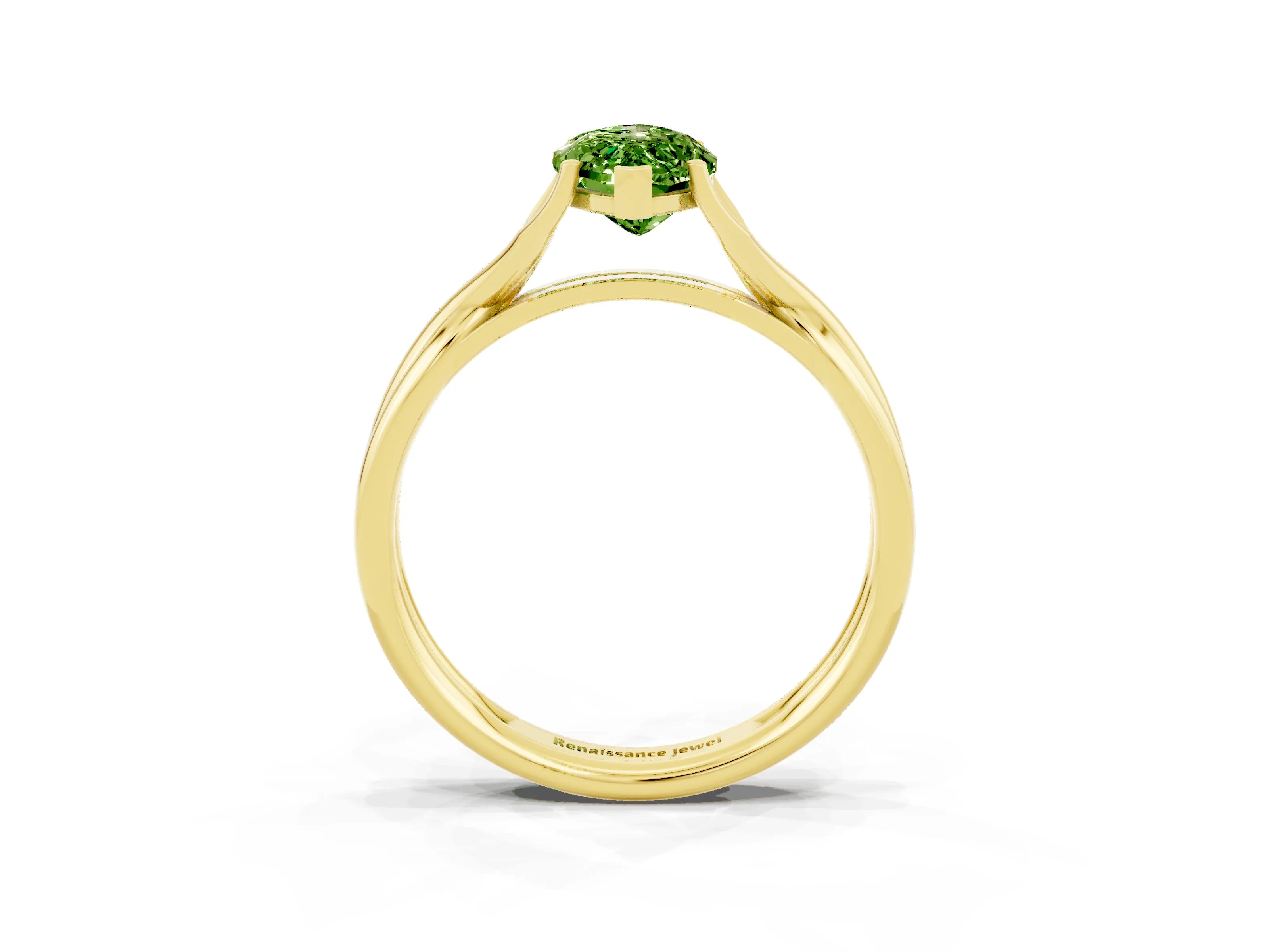 Yellow gold Marquise Cut Peridot Solitaire Twist Band Prong Setting Ring_39