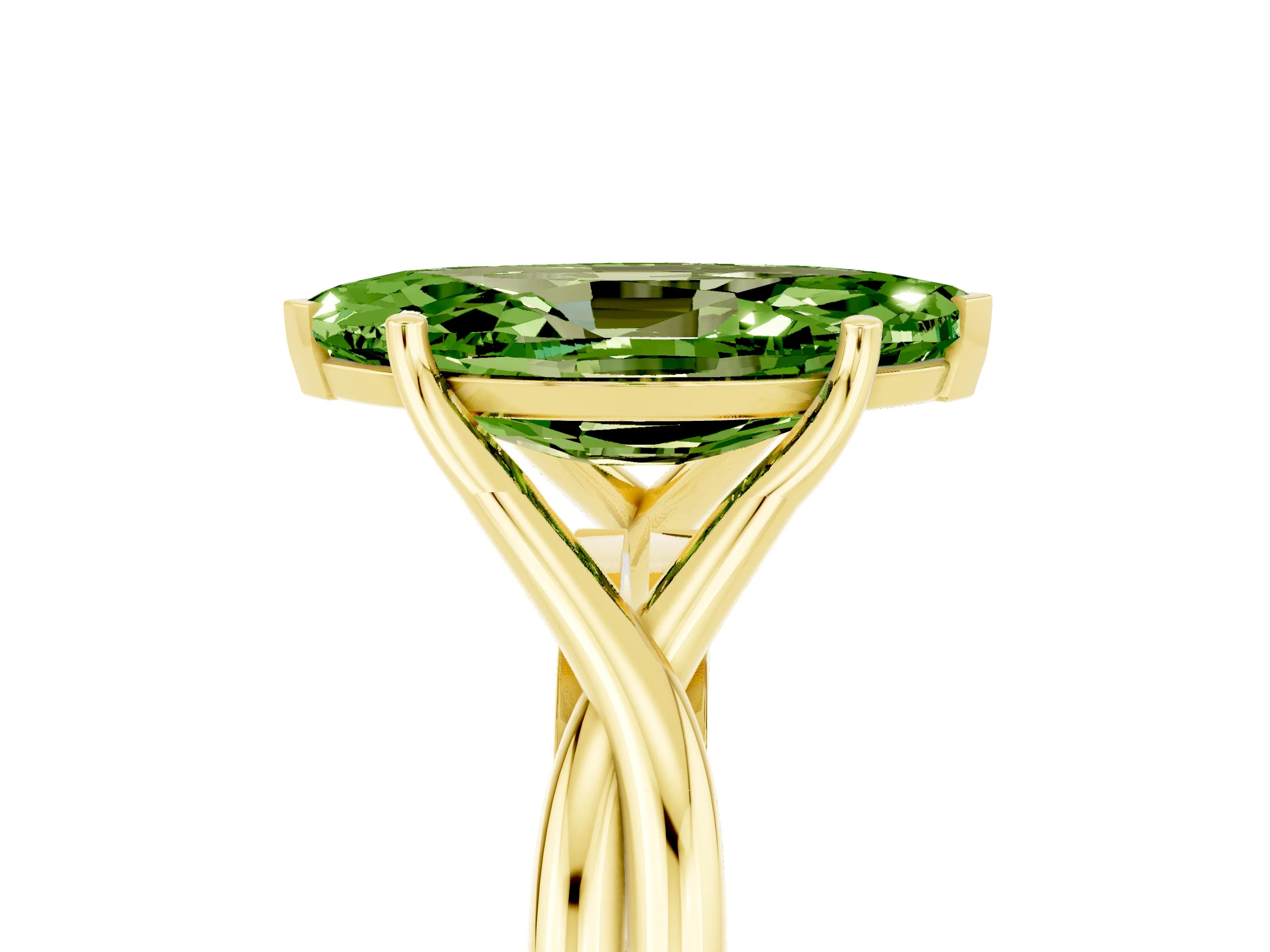 Yellow gold Marquise Cut Peridot Solitaire Twist Band Prong Setting Ring_41