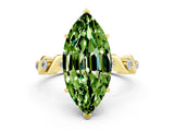 Yellow gold Marquise Cut Peridot Solitaire Twisted Band with Round  Accents and Prong Setting_12