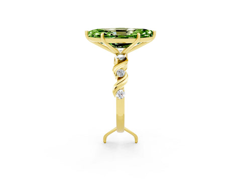 Yellow gold Marquise Cut Peridot Solitaire Twisted Band with Round  Accents and Prong Setting_14