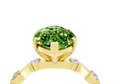 Yellow gold Marquise Cut Peridot Solitaire Twisted Band with Round  Accents and Prong Setting_16